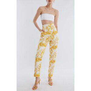 NWT BCBGMAXAZRIA Taffeta Slim Trouser High-Rise Ankle Toasted Mustard Size 6